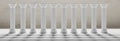 Pillar in a row, court building detail, white marble stone column. 3d illustration Royalty Free Stock Photo