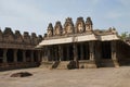 Pillared cloisters or prakara and the Ranga Mandapa, Virupaksha Temple, Hampi, karnataka. Sacred Center. View from the east.