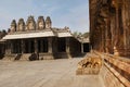 Pillared cloisters or prakara and the Ranga Mandapa, Virupaksha Temple, Hampi, karnataka. Sacred Center. View from the east.