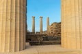 Pillars of the acropolis of Lindos Royalty Free Stock Photo