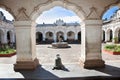 Pillars of colonial buildings in Antigua city, Guatemala. Royalty Free Stock Photo