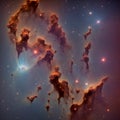 Pillars of Creation inside a nebula. Generative Artificial Intelligence