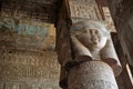 Decorated pillars and ceiling in Dendera temple, Egypt