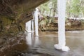 Pillars of Ice attached to Rock Overhang