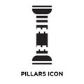 Pillars icon vector isolated on white background, logo concept o