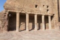 Pillars inside the Royal Tombs in the ancient city of Petra Royalty Free Stock Photo