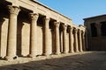 Pillars, reliefs and statue at the Edfu Temple. Nubia, Egypt