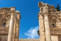 Pillars of Roman Ruins of the Propylaeum at Jerash . Jordan Royalty Free Stock Photo