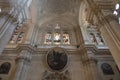 Pillars, stained glass and vaults in the cathedral of Malaga, Spain Royalty Free Stock Photo