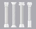 Pillars vector illustrations, ancient architectural set of Rome or Greek classic marble columns, antique architecture of Royalty Free Stock Photo