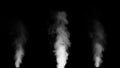 3 pillars of white smoke on a black background