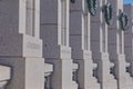 Pillars of the World War II Memorial in Washington DC