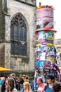 Piller covered in posters for shows at The Edinburgh Fringe Festival 2018 Royalty Free Stock Photo