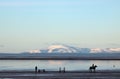 Pilling Sands, Morecambe Bay, Black Coombe, winter Royalty Free Stock Photo