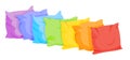 Pillow bed cushion rainbow flat cartoon set vector Royalty Free Stock Photo
