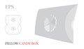 Pillow Box Template, Vector with die cut  / laser cut lines. Flower Gift Box. White, blank, clear, isolated Candy Box mock up on w Royalty Free Stock Photo