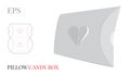 Pillow Box Template, Vector with die cut / laser cut lines. Heart Gift Box. White, blank, clear, isolated Candy Box mock up