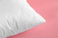 Pillow with clean pillowcase on pink background, closeup Royalty Free Stock Photo