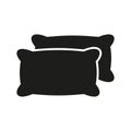 Pillow for Comfort Sleep Black Silhouette Icon. Bedroom Soft Cushion Glyph Pictogram. Cotton Feather Pillow Icon. Home