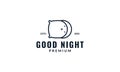 Pillow and crescent night sleep line logo design
