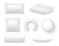 Pillow cushion white for sleep rest relax realistic mockups set. Soft support of body