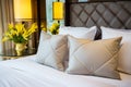 Pillow decor in a hotel bedroom creates a cozy, inviting atmosphere