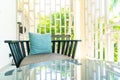 pillow decoration on patio chair on balcony Royalty Free Stock Photo