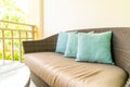 pillow decoration on patio chair on balcony Royalty Free Stock Photo