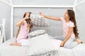 Pillow fight pajama party. Sleepover time for fun. Best girls sleepover party ideas. Soulmates girls having fun