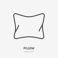 Pillow line icon, vector pictogram of bedding. Bed linen, interior illustration, home textile sign