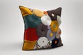 pillow made from recycled materials, featuring unique fabric and design