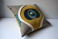 pillow made from recycled materials, featuring unique fabric and design