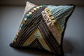 pillow made from recycled materials, featuring unique fabric and design