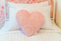 Pillow red heart or love shape on sofa Royalty Free Stock Photo