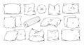 Pillow sketch. Doodle drawing of home comfort feather cushions. Hand drawn comfortable orthopedic bedding. Vector