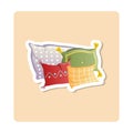 Pillow sticker illustration. Pillows, checkered, rectangular, patterned. Editable vector graphic design.