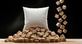 Pillow supported by sugar cubes Royalty Free Stock Photo