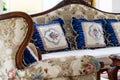 Pillows on an antique luxury sofa Royalty Free Stock Photo