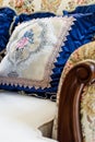 Pillows on an antique luxury sofa Royalty Free Stock Photo