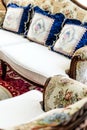 Pillows on an antique luxury sofa Royalty Free Stock Photo