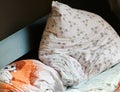 pillows in bed in disarray home