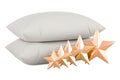 Pillows with five golden stars, 3D rendering Royalty Free Stock Photo