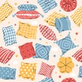 Pillows pattern. Decorative seamless background for textile design projects colored soft pillows sleeping time recent