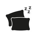 Pillows With Sleep Symbol Solid Icon. Rest, Relaxation, And Sleep Quality Silhouette Symbol. Comfort And Bedtime Royalty Free Stock Photo