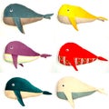 Pillows whales fish handmade isolated at white background. The concept of home cozy interior