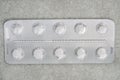 White pill blister pack isolated on gray background Royalty Free Stock Photo