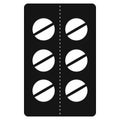 Pills in blister pack icon, black simple style Royalty Free Stock Photo