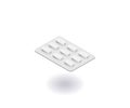 Pills blister, strip with tablets icon. Vector illustration in flat isometric 3D style Royalty Free Stock Photo