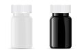 Pills bottle. Black and white medical glass container Royalty Free Stock Photo