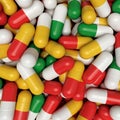 Pills capsule background, 3D rendering Royalty Free Stock Photo